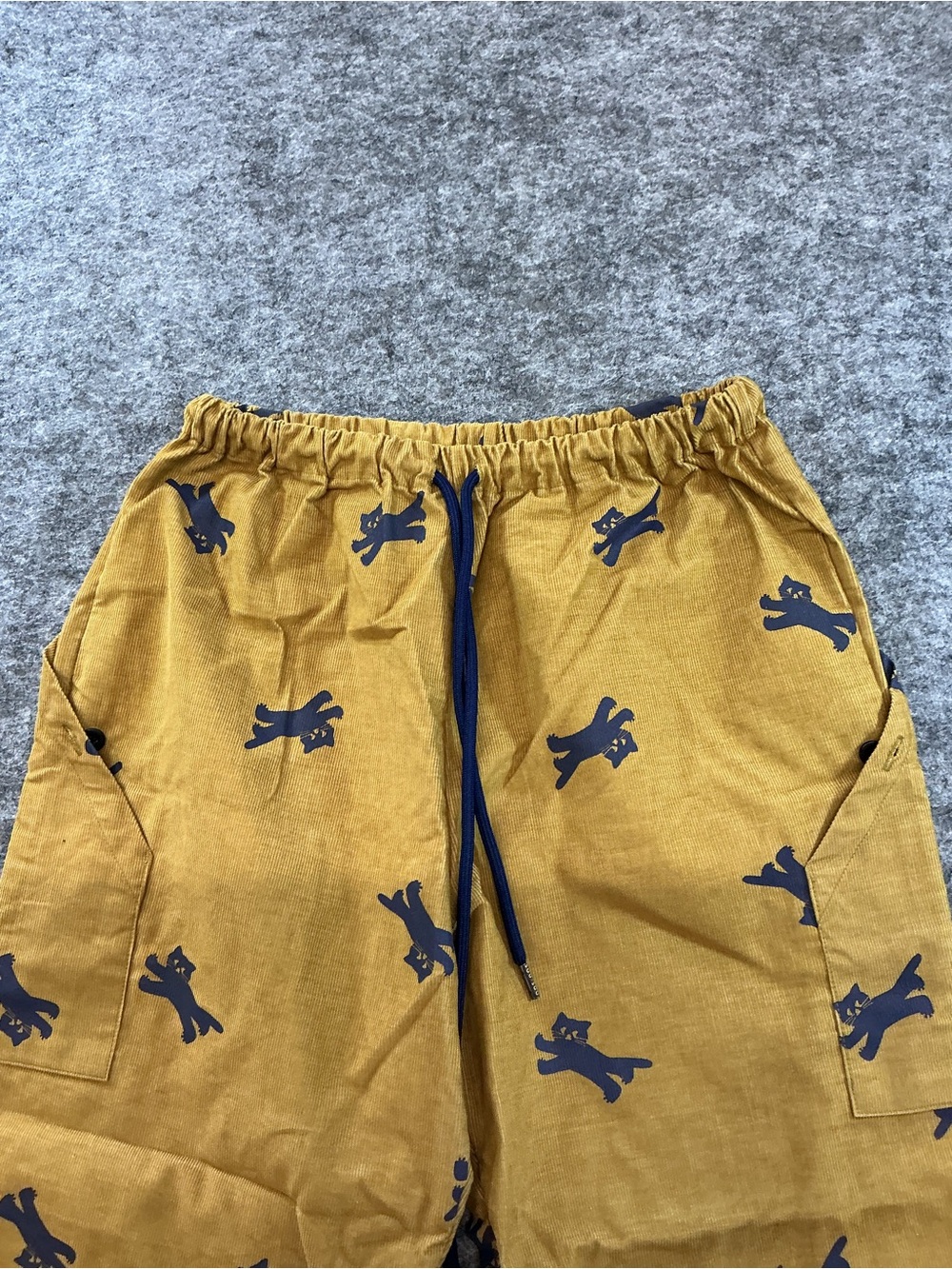 Sou Sou Japanese Mustard Yellow Cat Print Pajama Pants Size M - Picture 2 of 4